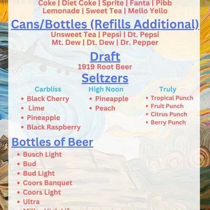 CHUDS Pub and Grub Menu - Updated October 2025