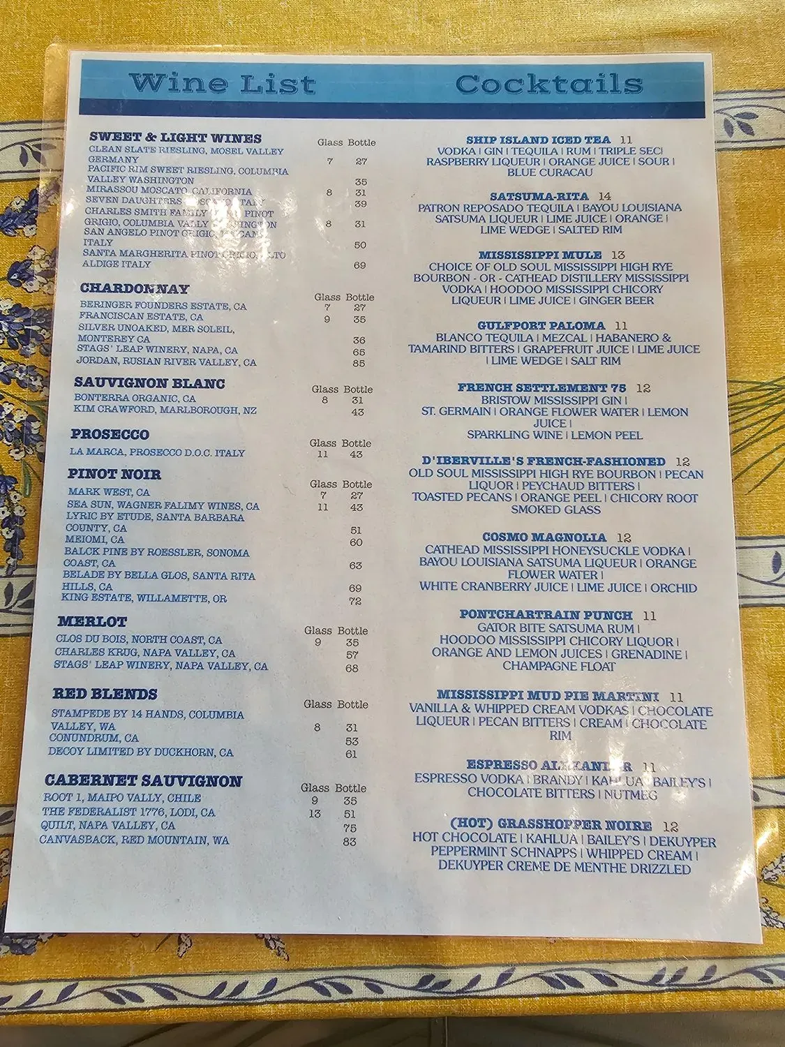 Bacchus On The Bayou Menu - Updated October 2025