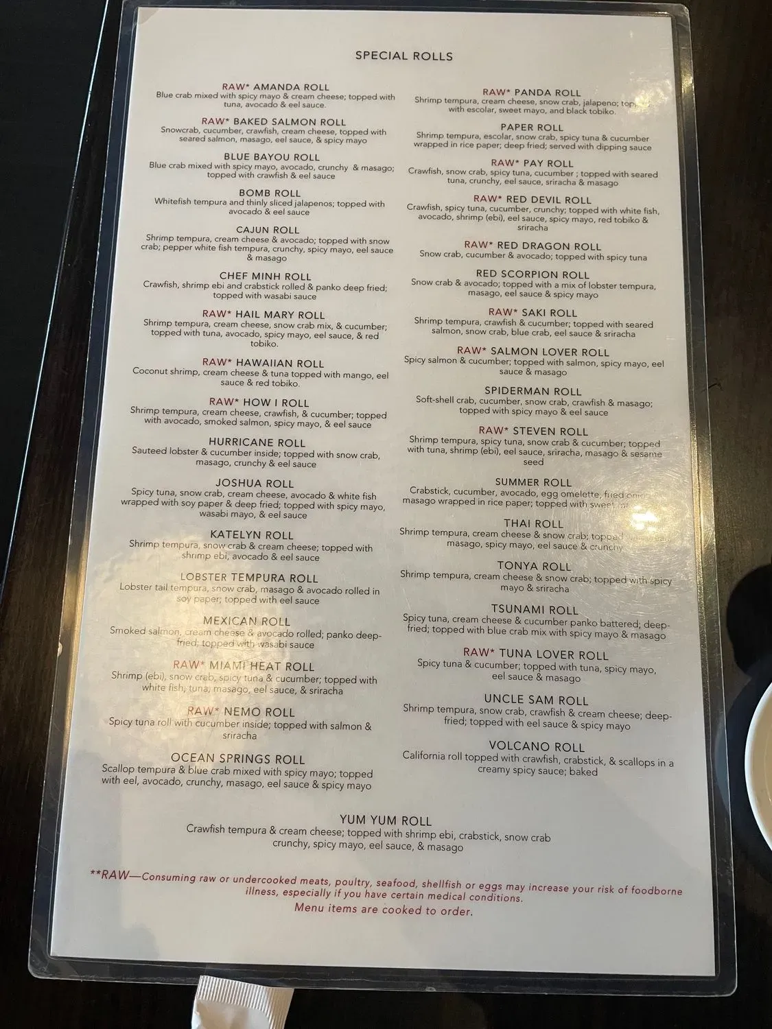 Saki Menu - Updated October 2025