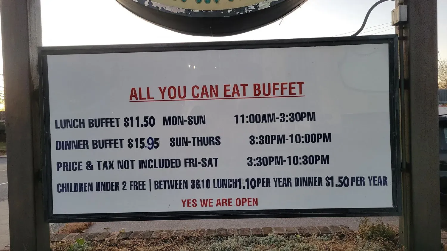 Empire Buffet Menu - Updated October 2025