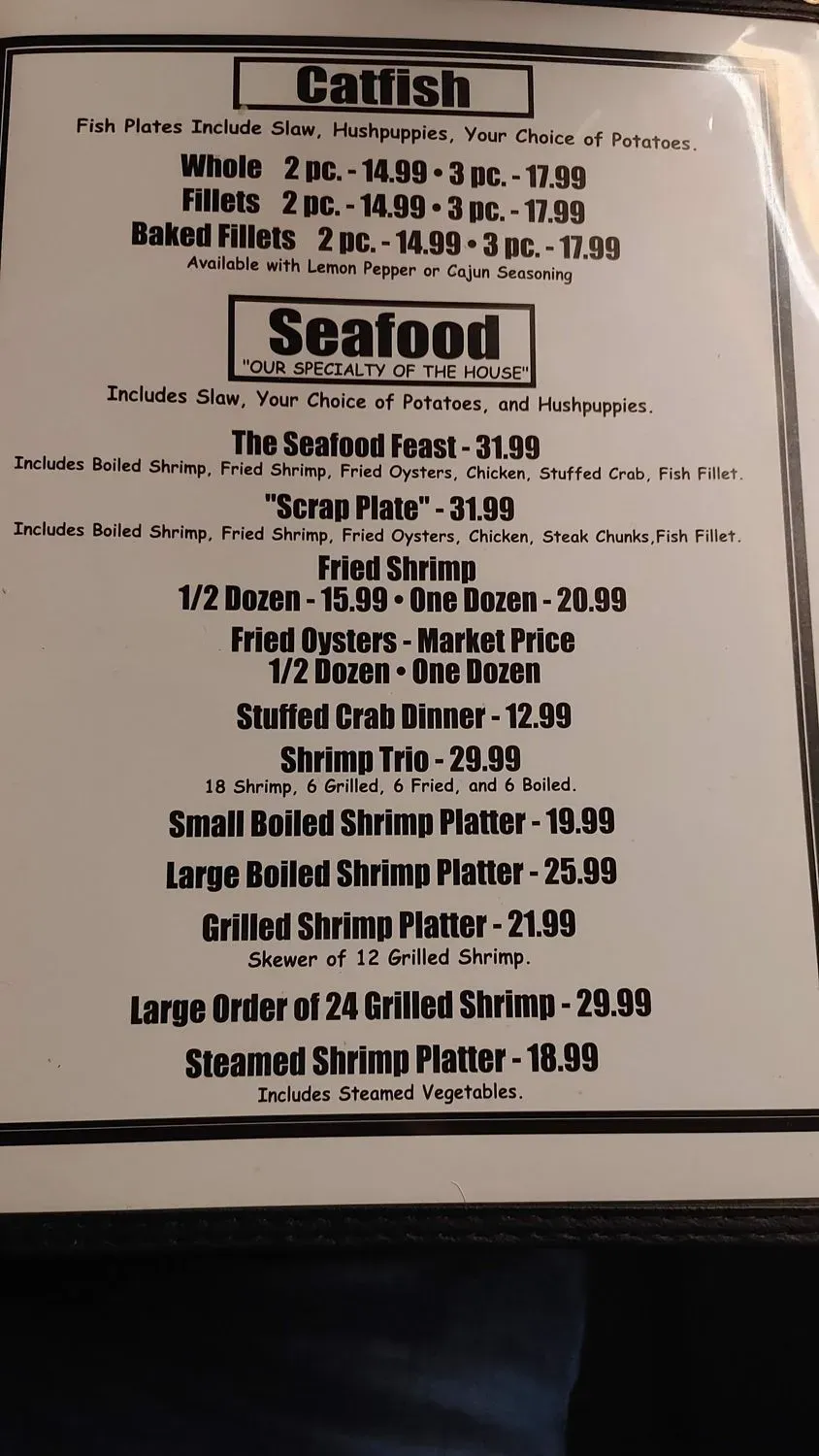 Friendship House Menu - Updated October 2025