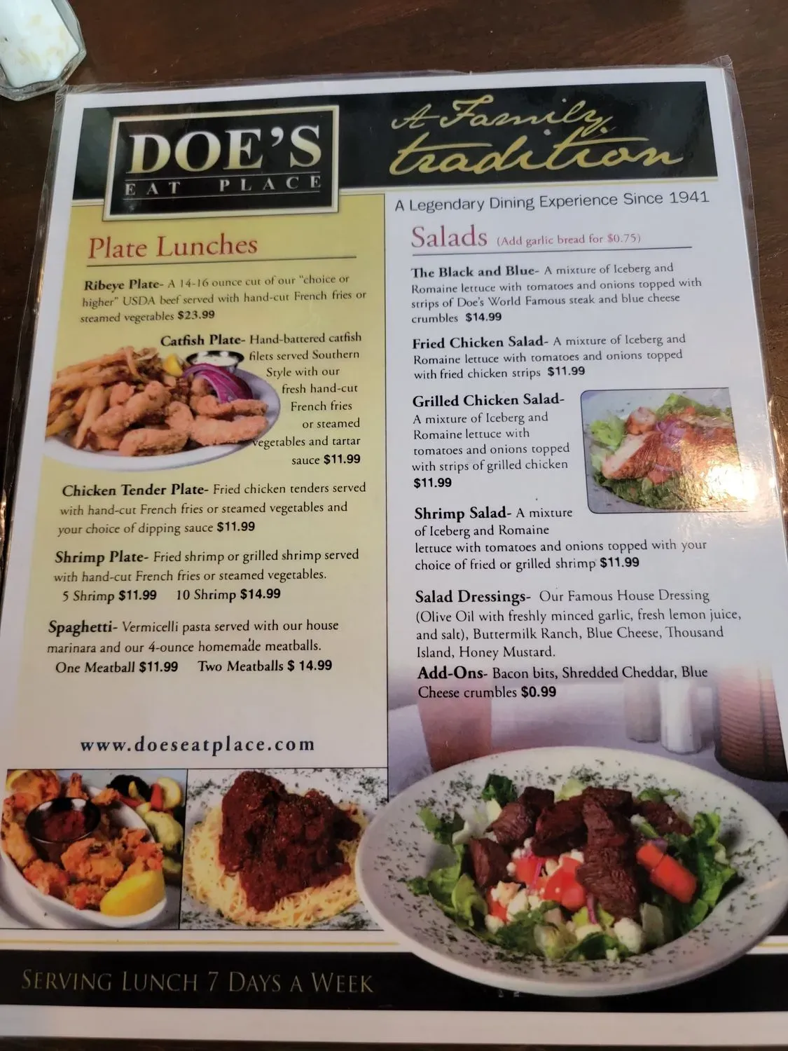 Doe's Eat Place Menu - Updated October 2025