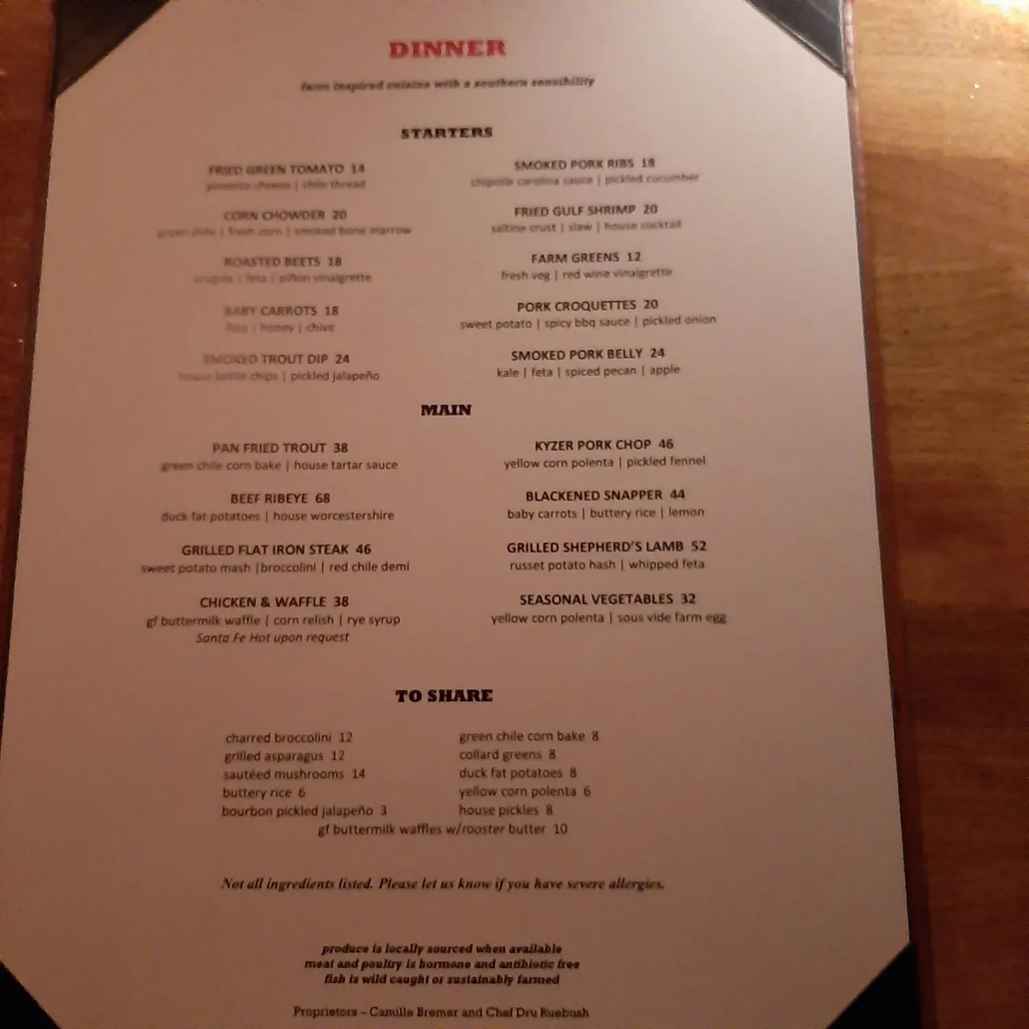 Menu 5