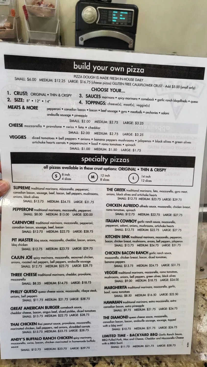 Pizza Shack Menu - Updated October 2025