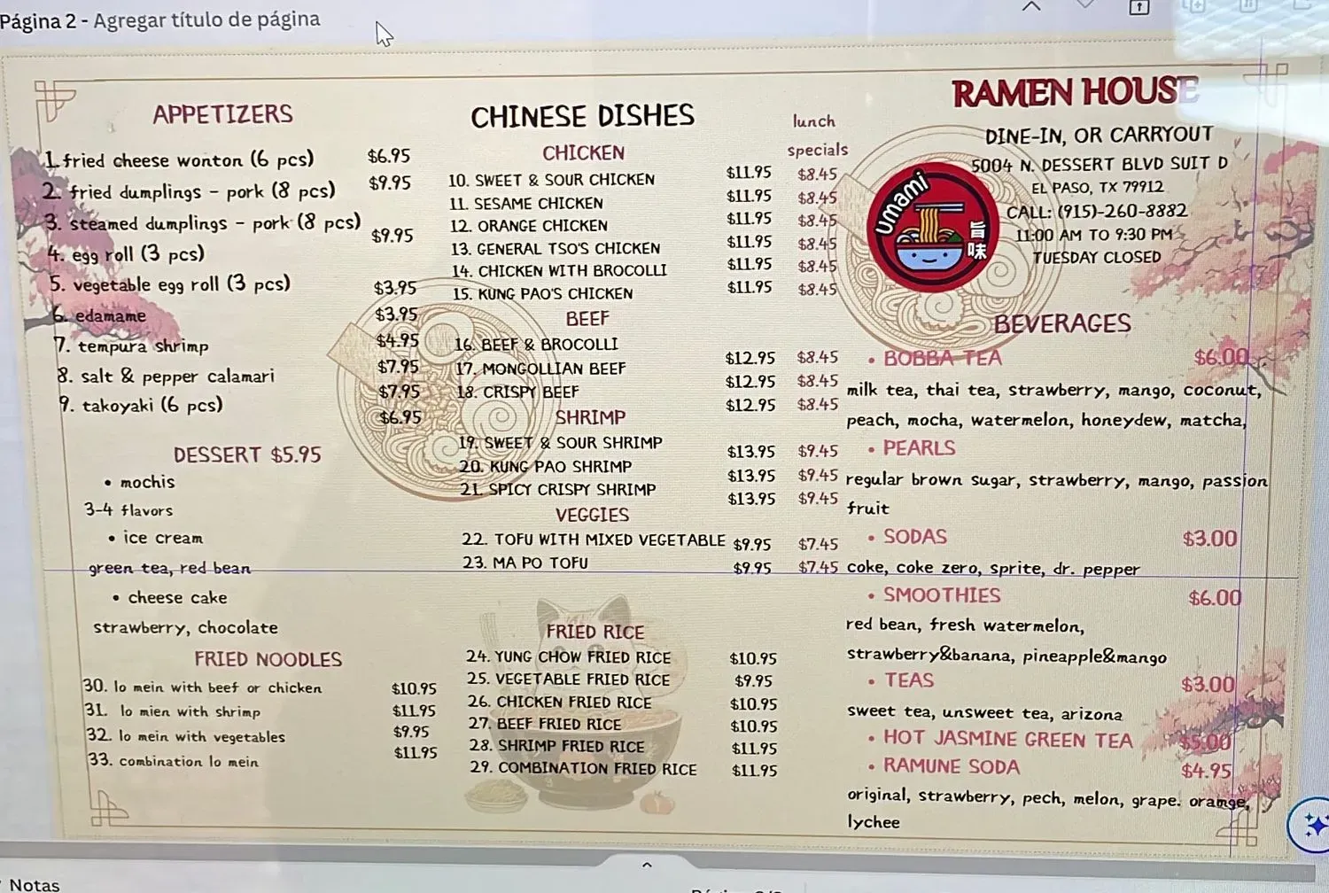 Menu 1