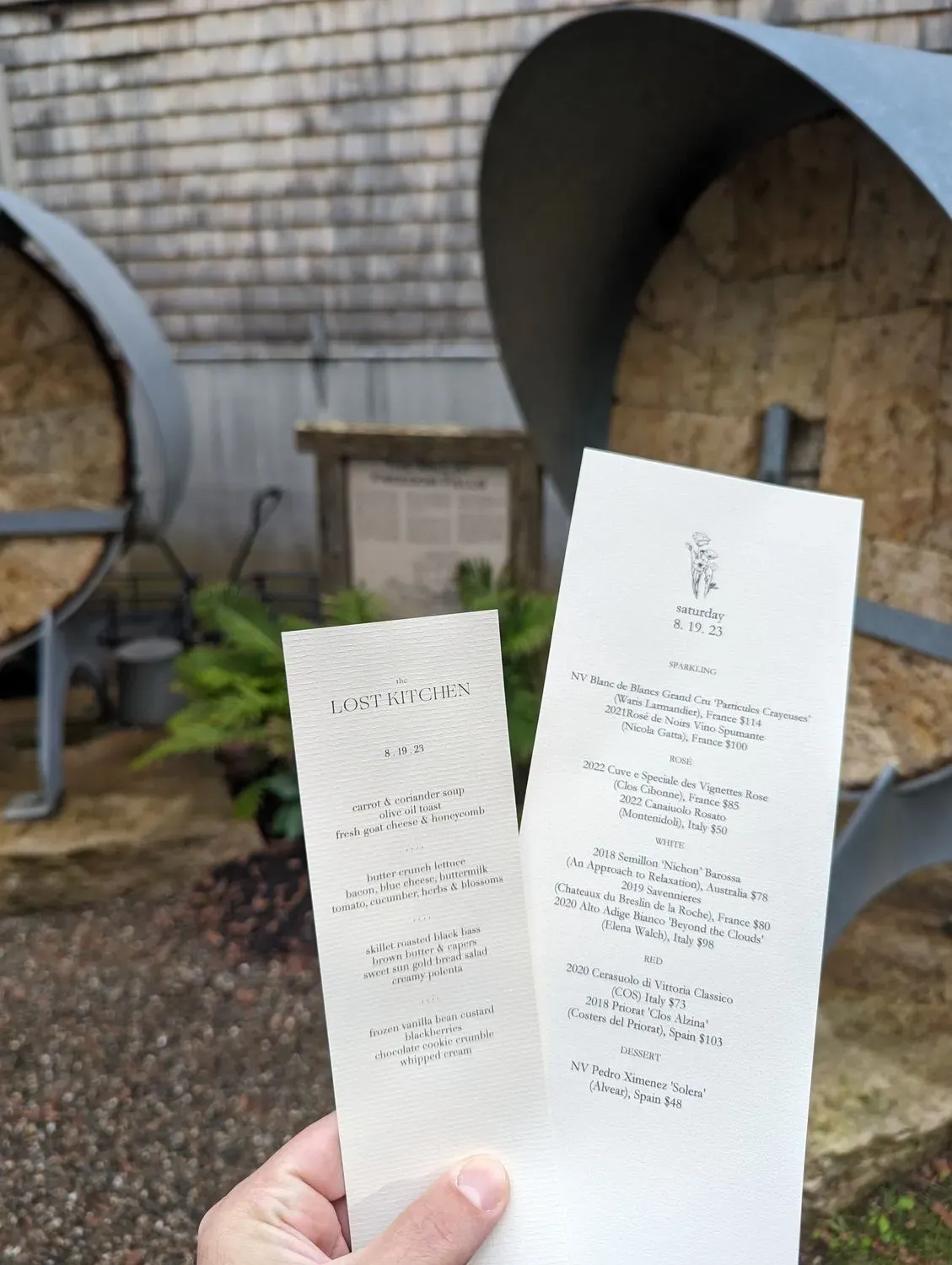 The Lost Kitchen Menu - Updated October 2025