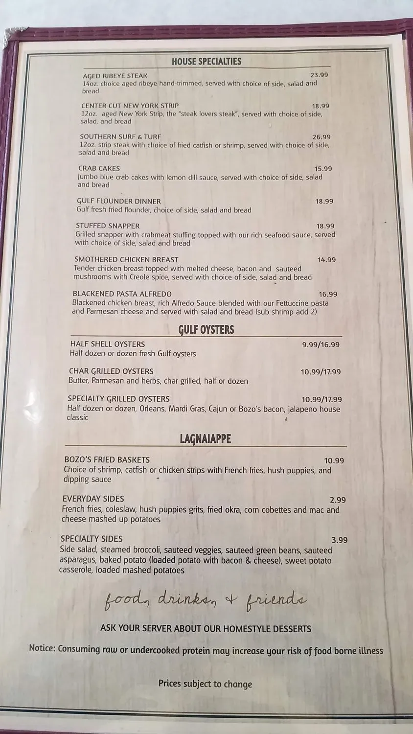 Bozo's Seafood Market Menu - Updated October 2025