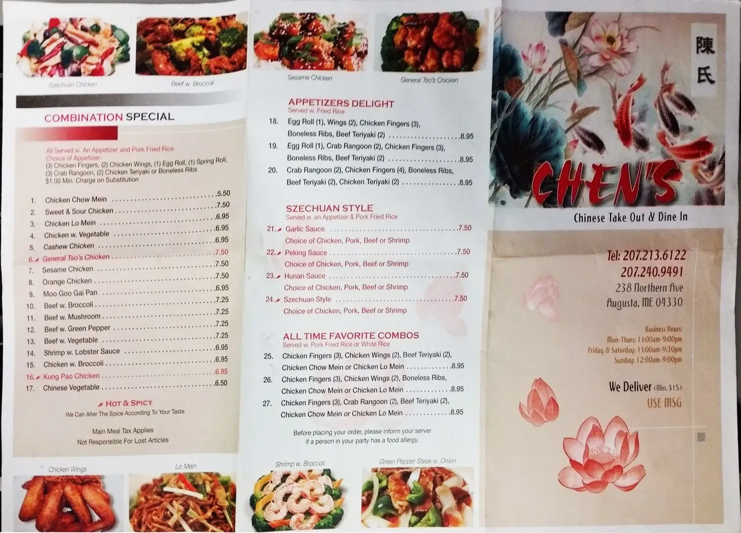 Chen's Menu - Updated October 2025