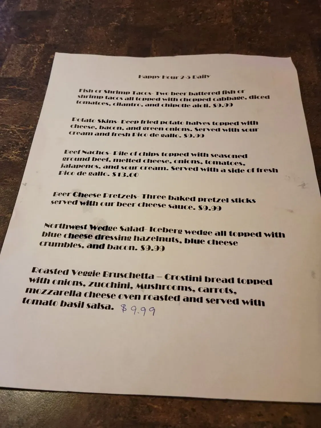Cascade Grill Menu - Updated October 2025