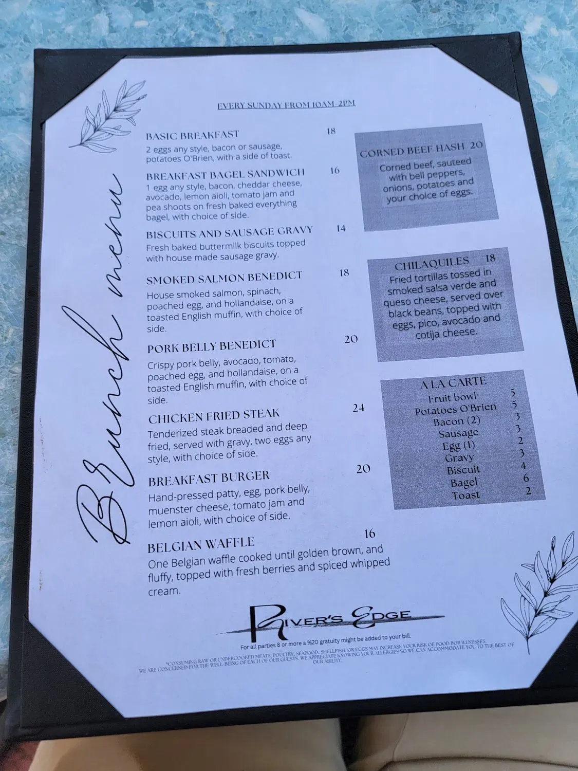 River's Edge Restaurant Menu - Updated October 2025