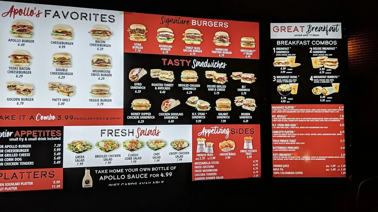 Apollo Burger Menu - Updated October 2025
