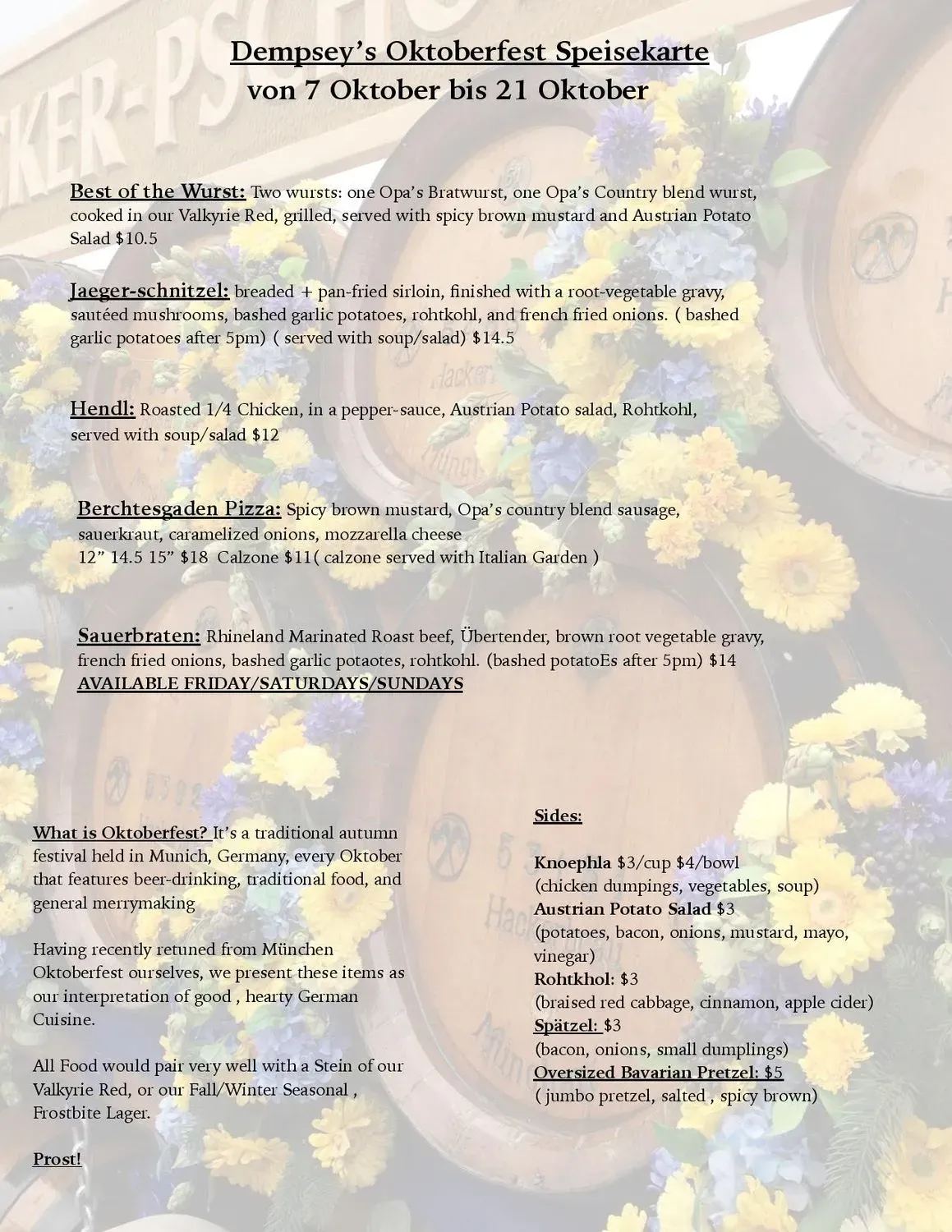 Dempsey's Brewery Restaurant & Pub Menu - Updated October 2025