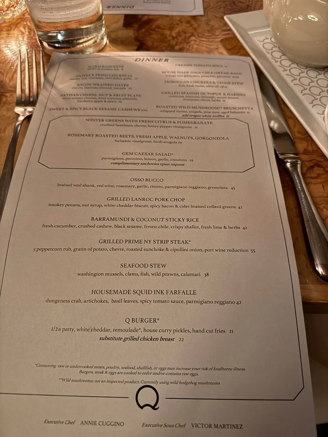 Q Restaurant & Bar Menu - Updated October 2025