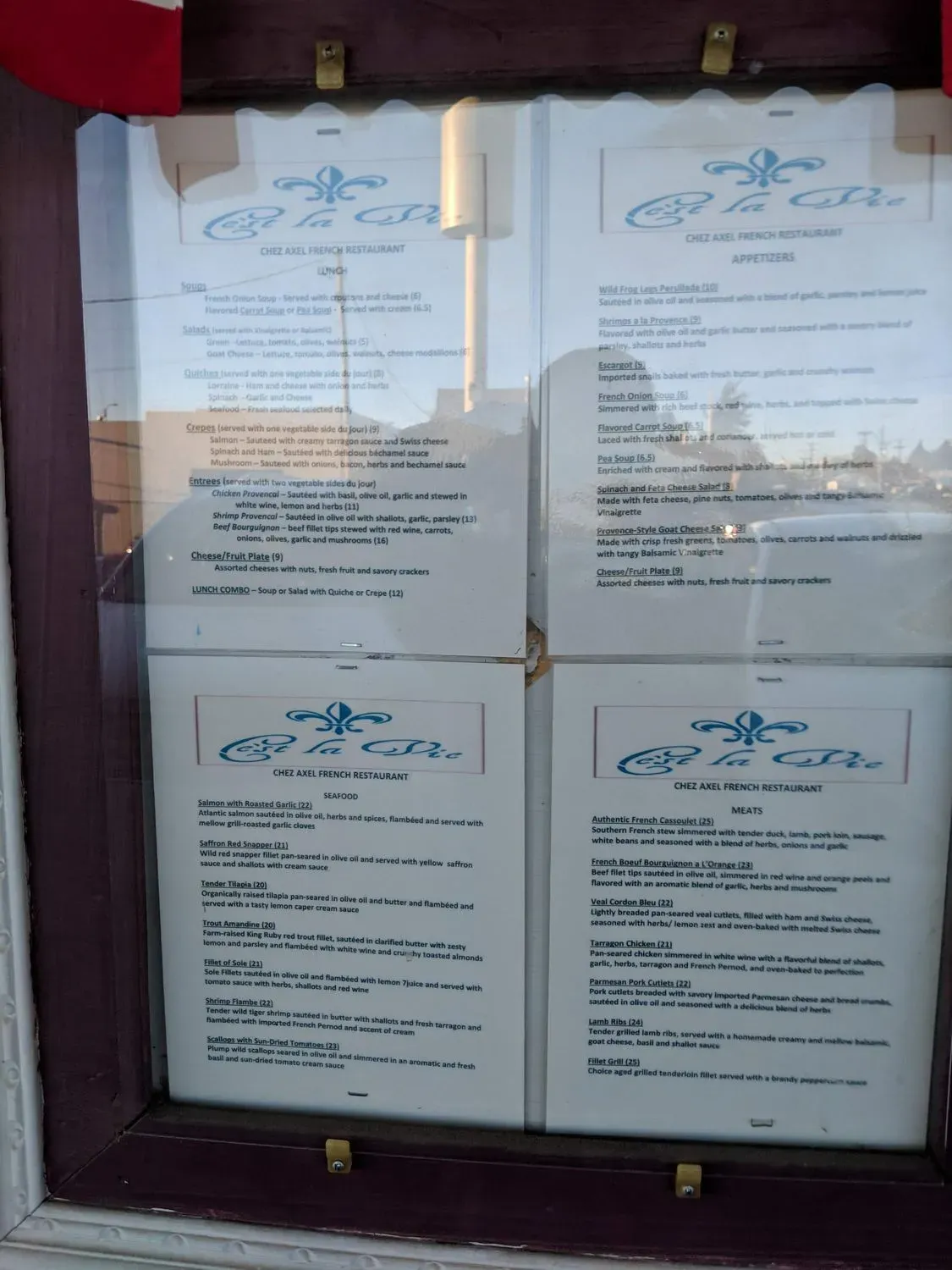 Chez Axel French Restaurant Menu - Updated October 2025