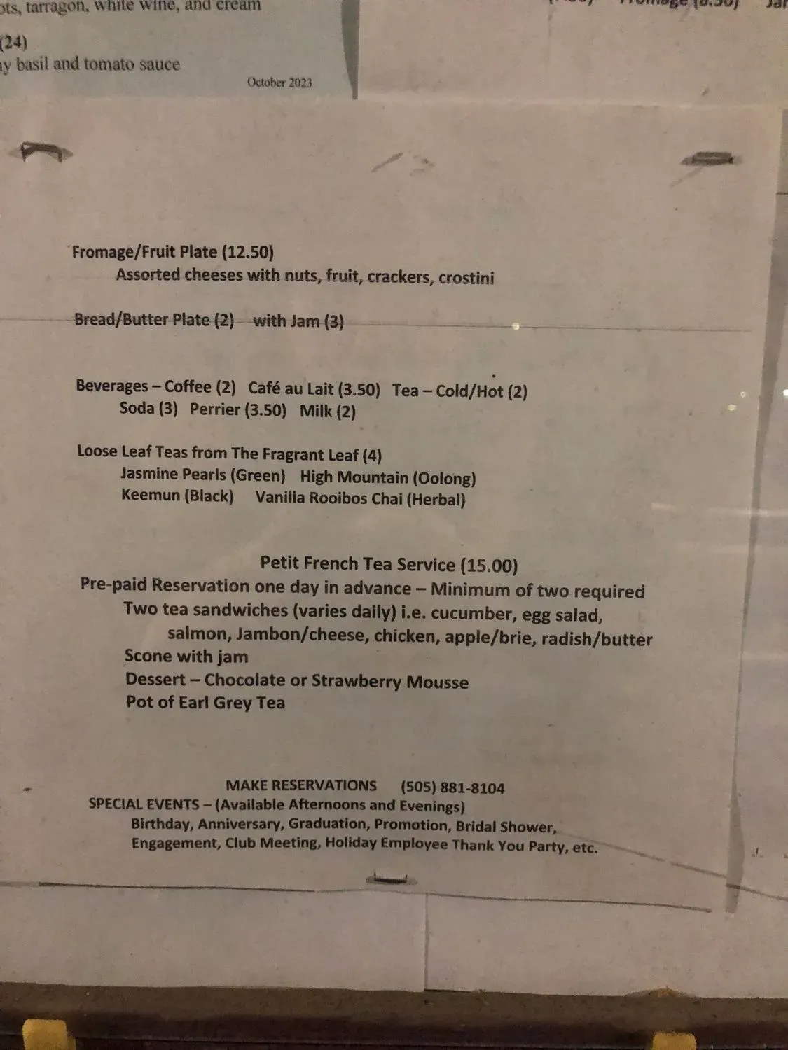 Chez Axel French Restaurant Menu - Updated October 2025