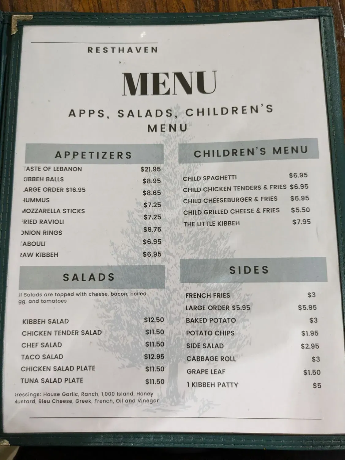Rest Haven Menu - Updated October 2025