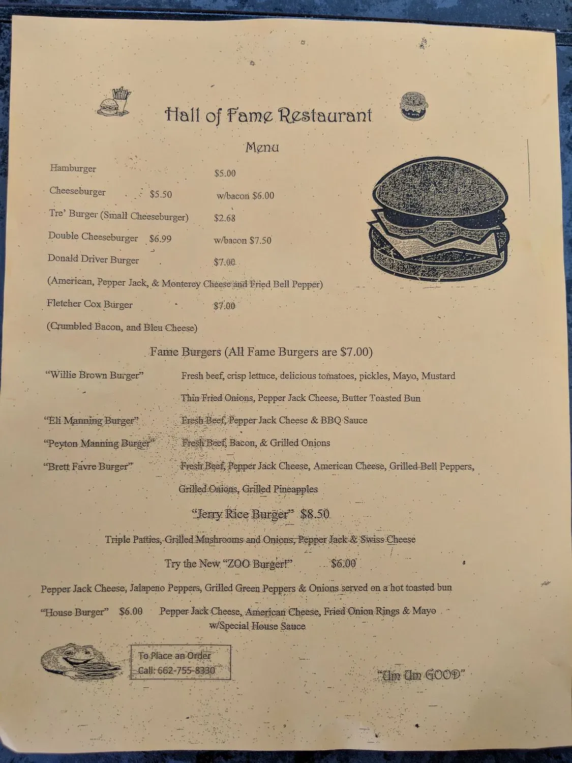 Hall of Fame Restaurant Menu - Updated October 2025