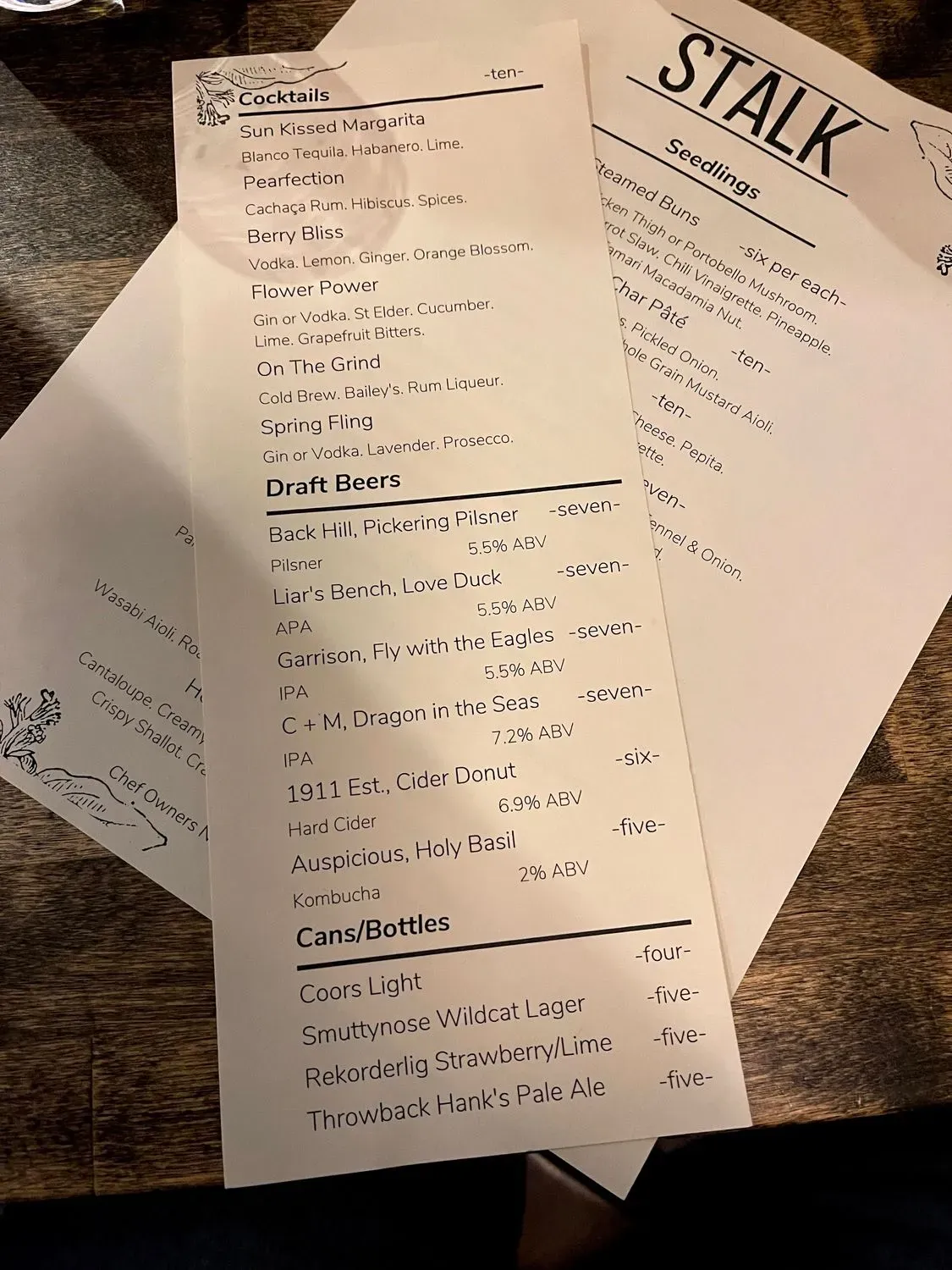 Stalk Menu - Updated October 2025