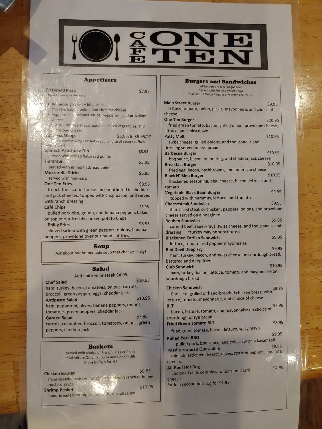 Café One Ten Menu - Updated October 2025