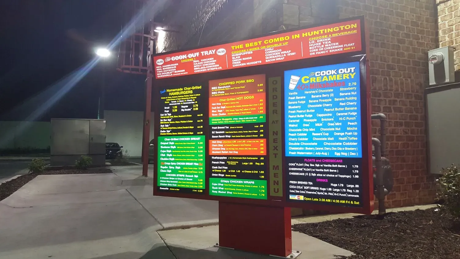 Cook Out Menu - Updated October 2025