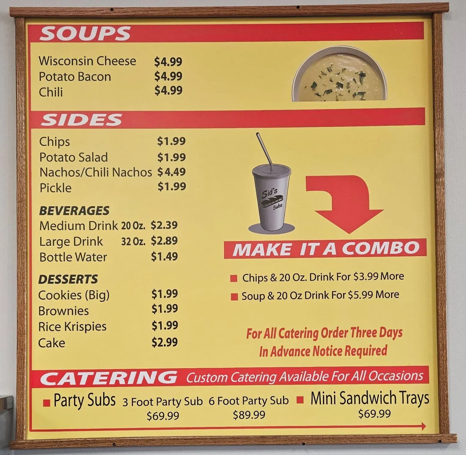 Sid's Deli & Subs Menu - Updated October 2025