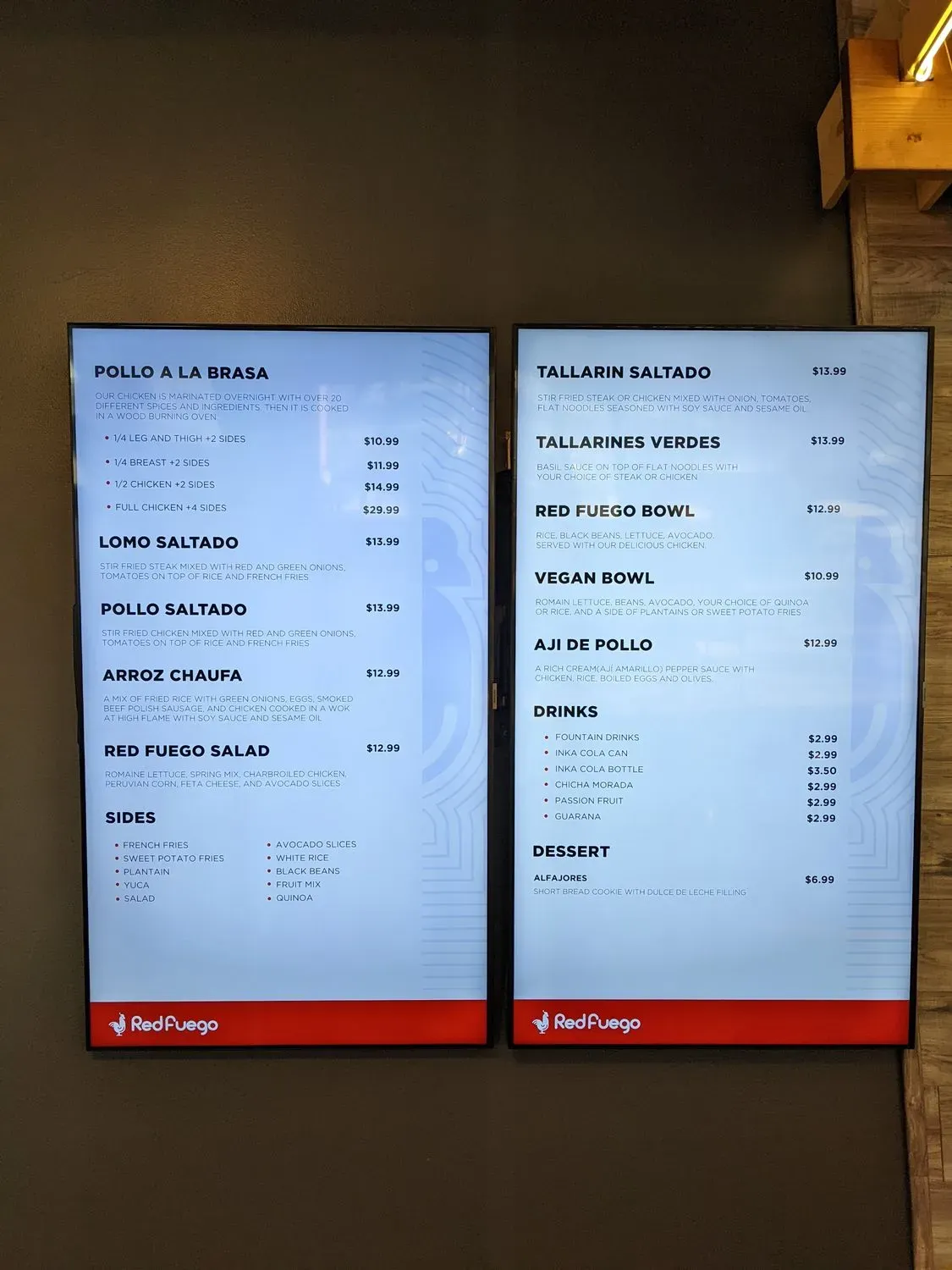 Red Fuego Menu - Updated October 2025
