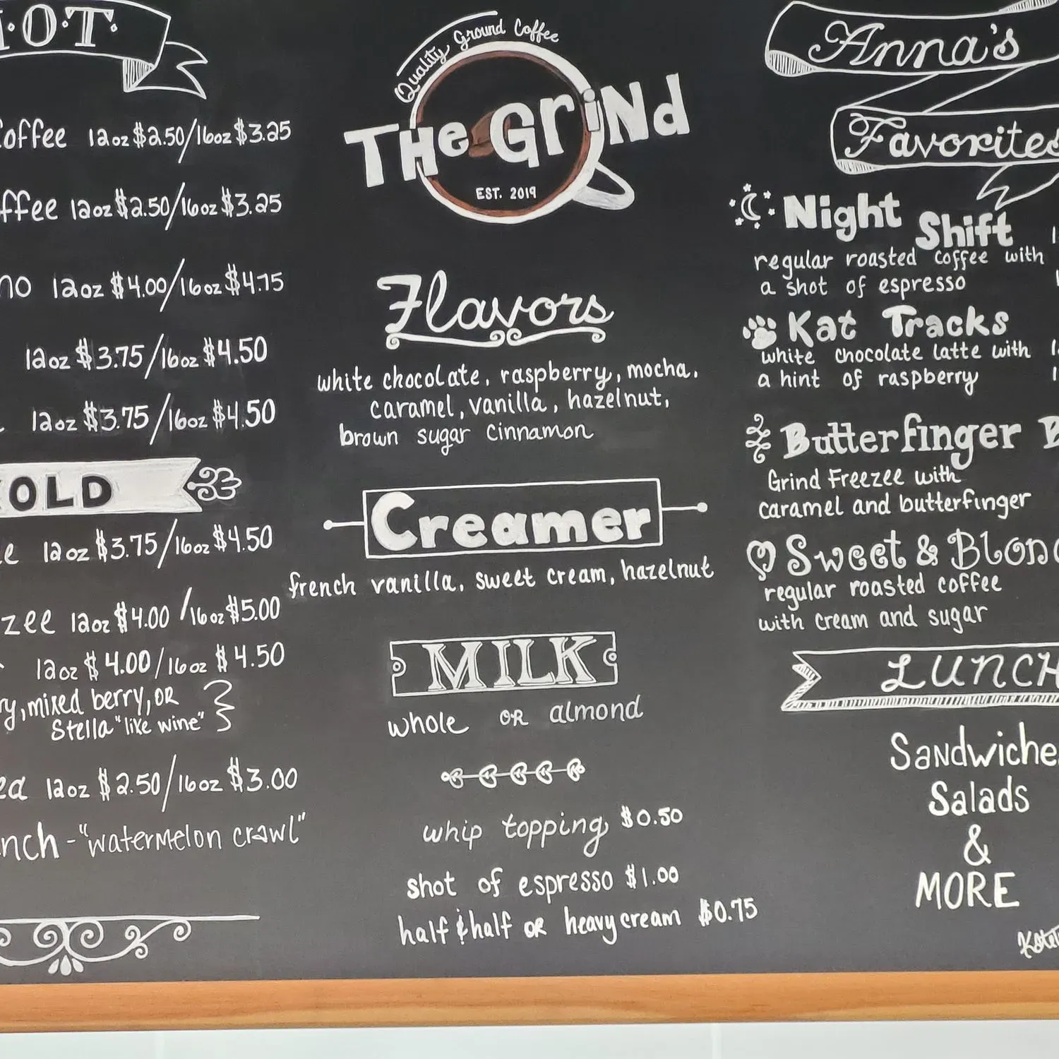 The Grind Coffee shop Menu - Updated October 2025