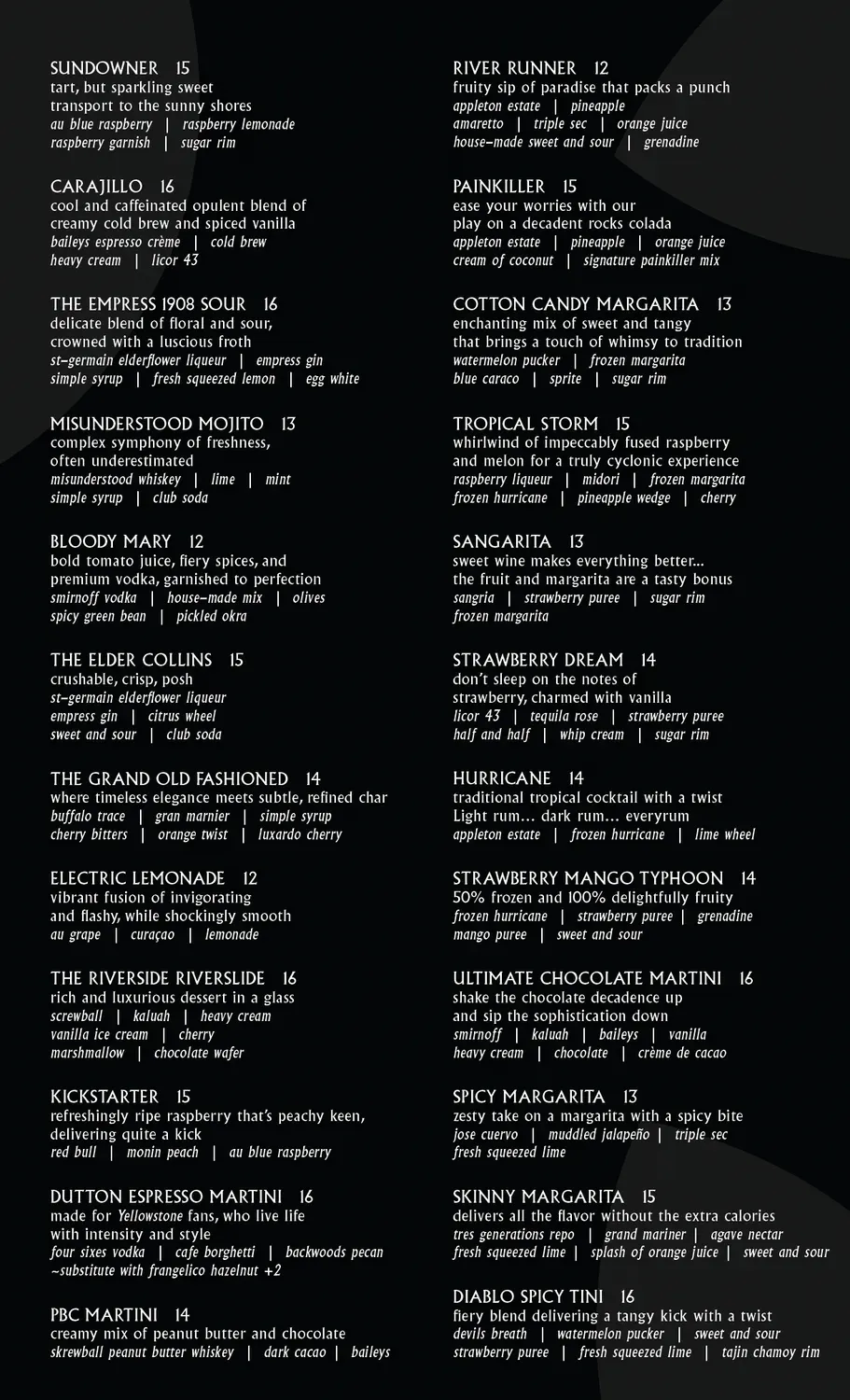 Riverside Grille Menu - Updated September 2025