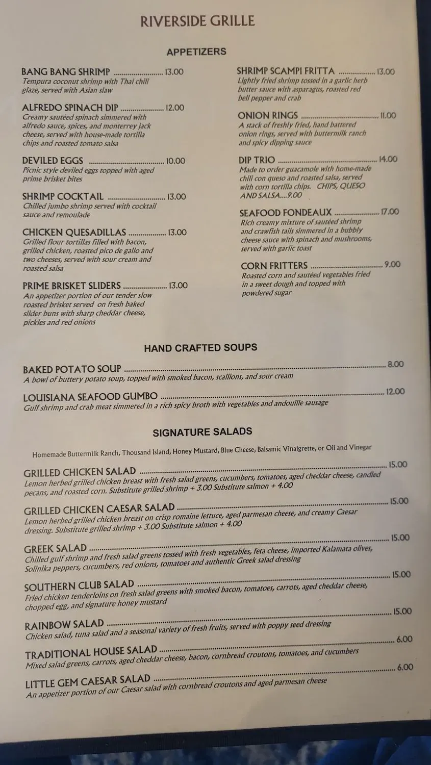 Riverside Grille Menu - Updated September 2025