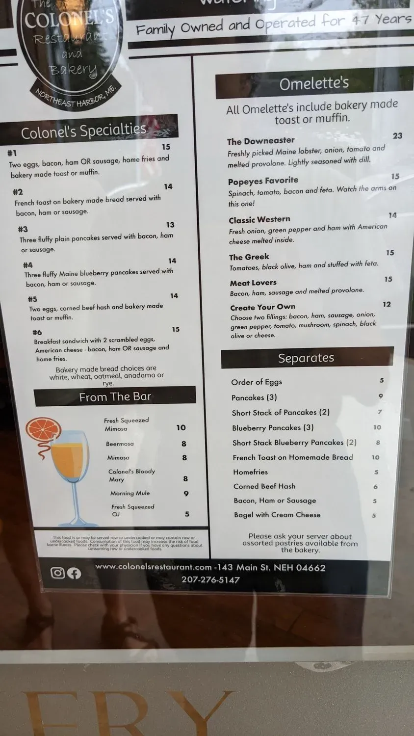 Colonel's Restaurant and Bakery Menu - Updated October 2025