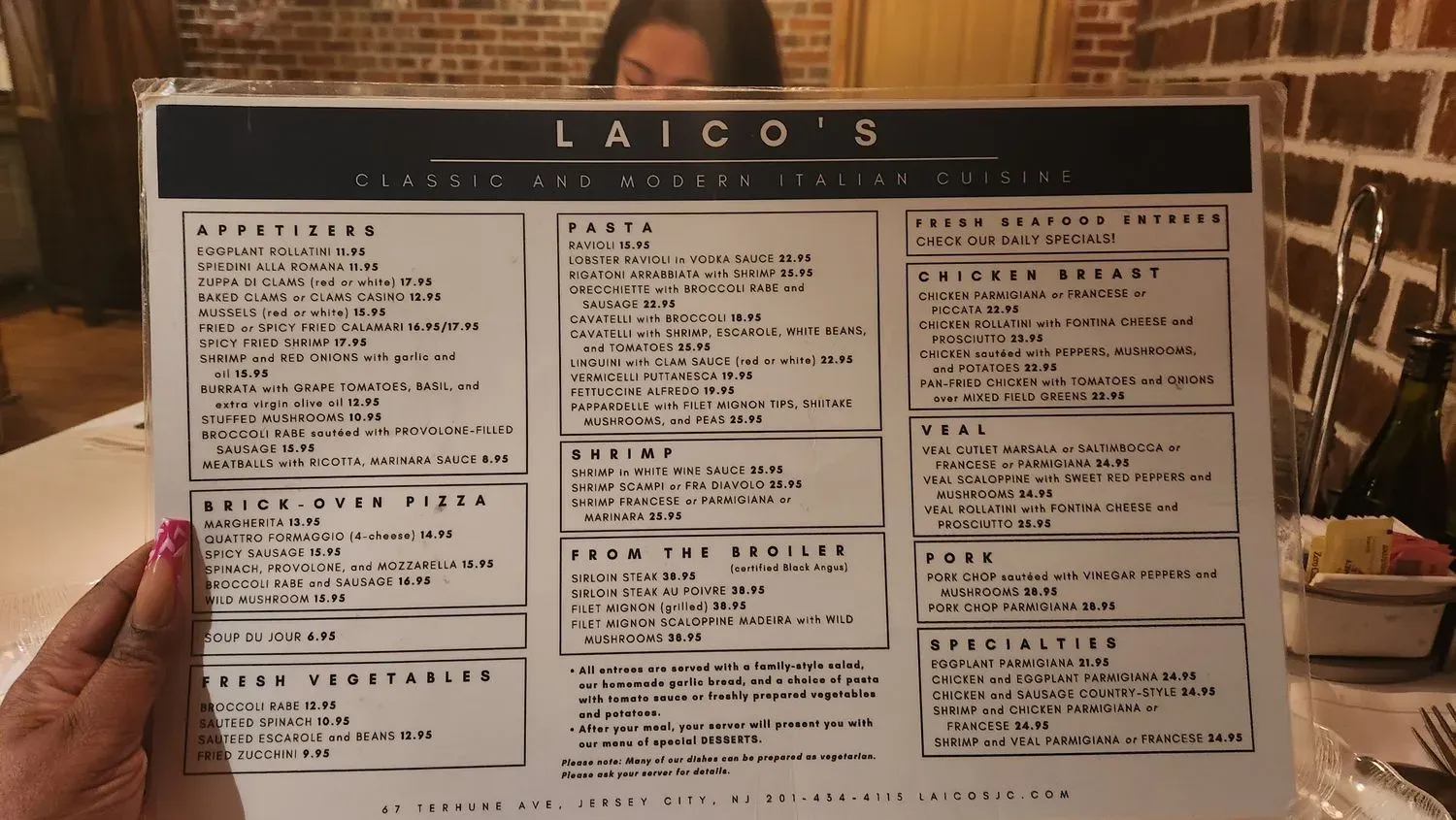 Laico's Menu - Updated October 2025