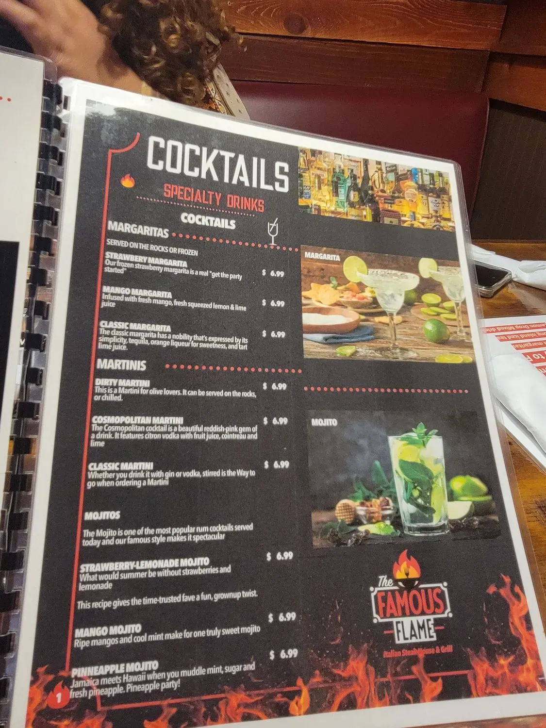 The Famous Flame Steakhouse, Italian & American Food Restaurant Menu ...