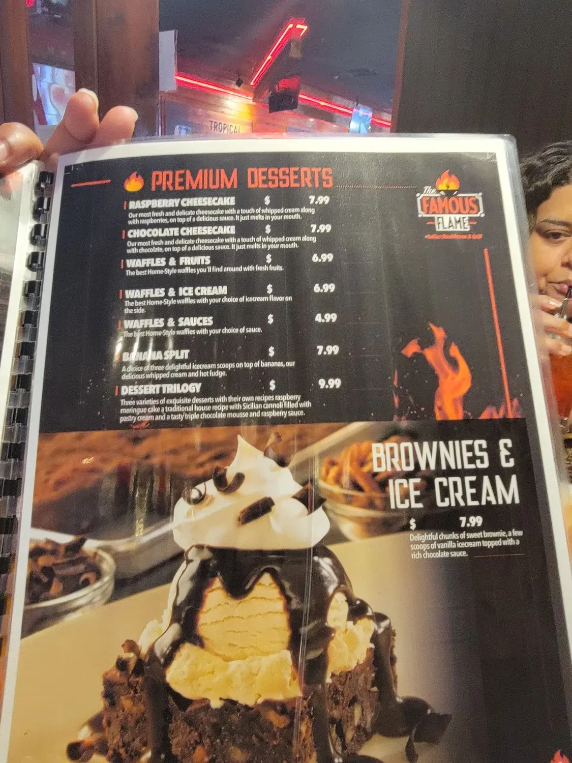 The Famous Flame Steakhouse, Italian & American Food Restaurant Menu ...