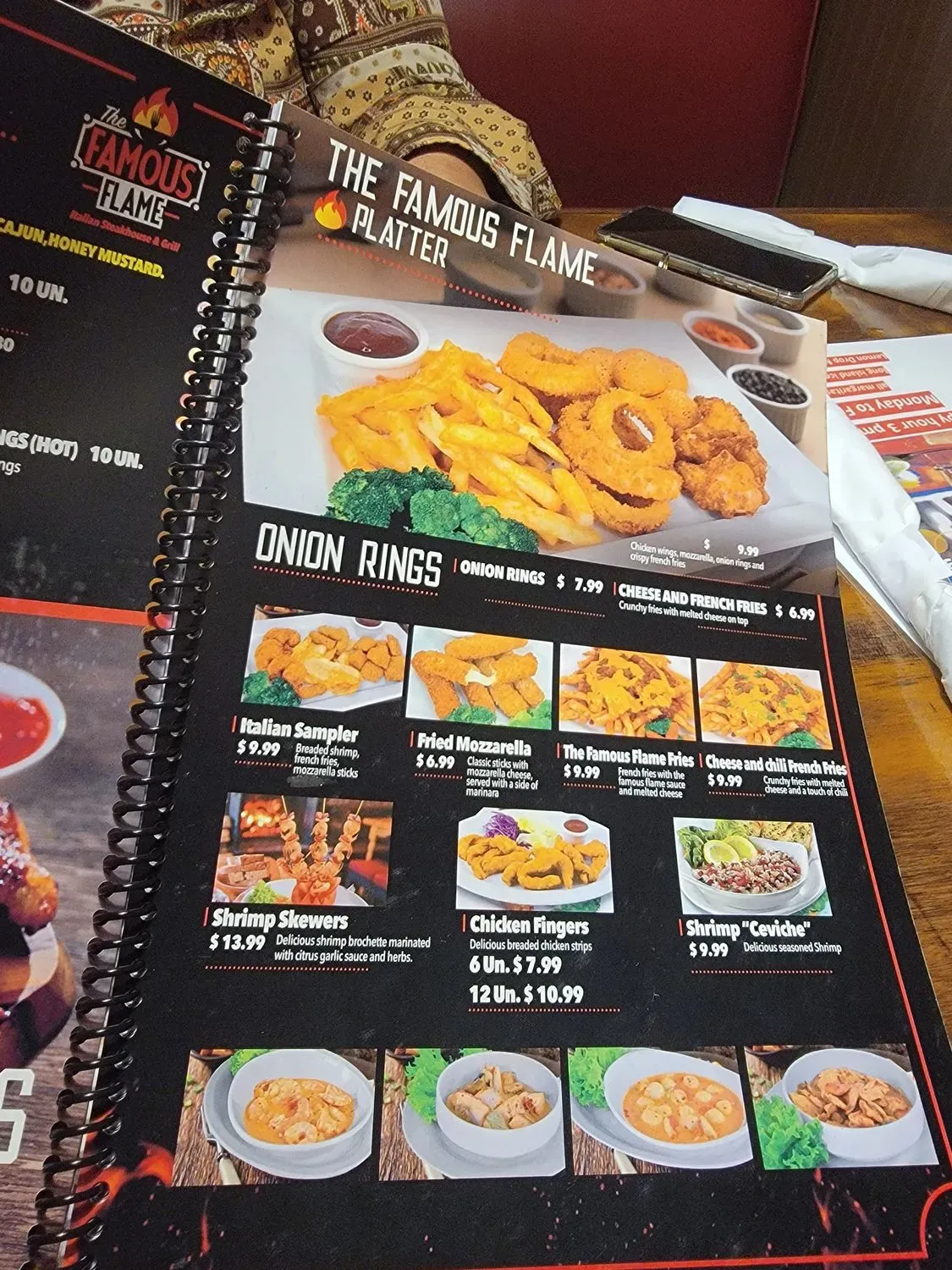 The Famous Flame Steakhouse, Italian & American Food Restaurant Menu ...