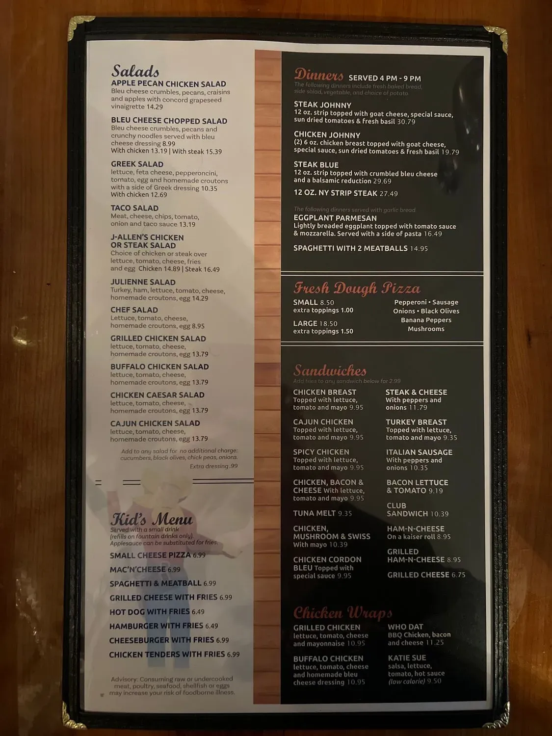 J-Allen's Bar & Grill Menu - Updated October 2025
