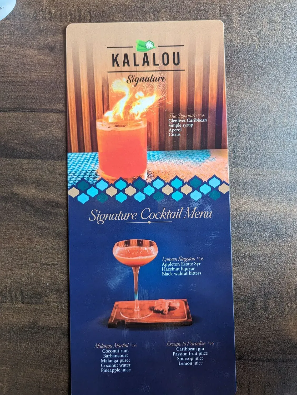 Kalalou Signature Menu - Updated October 2025