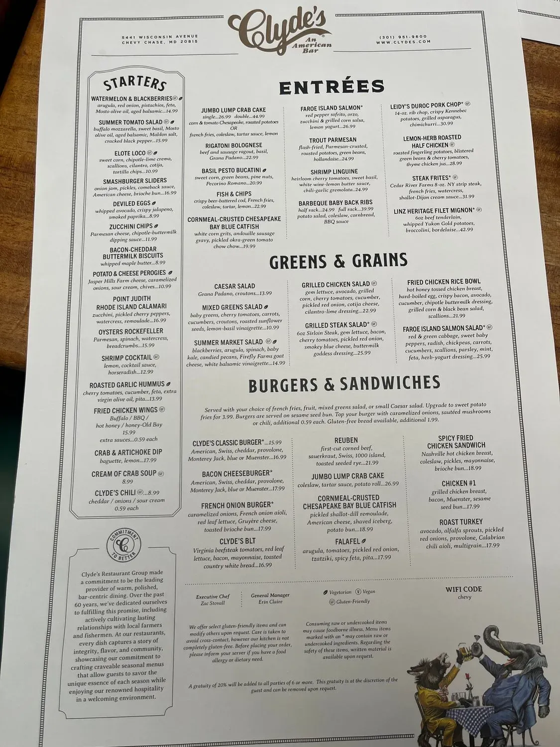Clyde's of Chevy Chase Menu - Updated October 2025