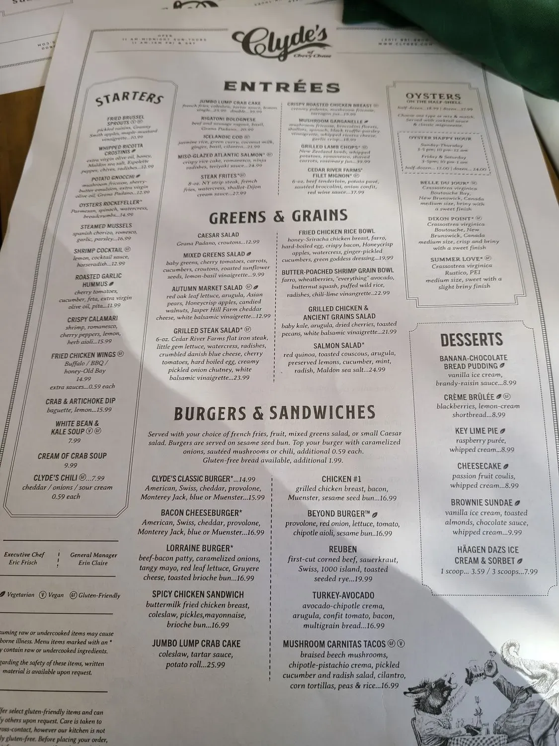Clyde's of Chevy Chase Menu - Updated October 2025
