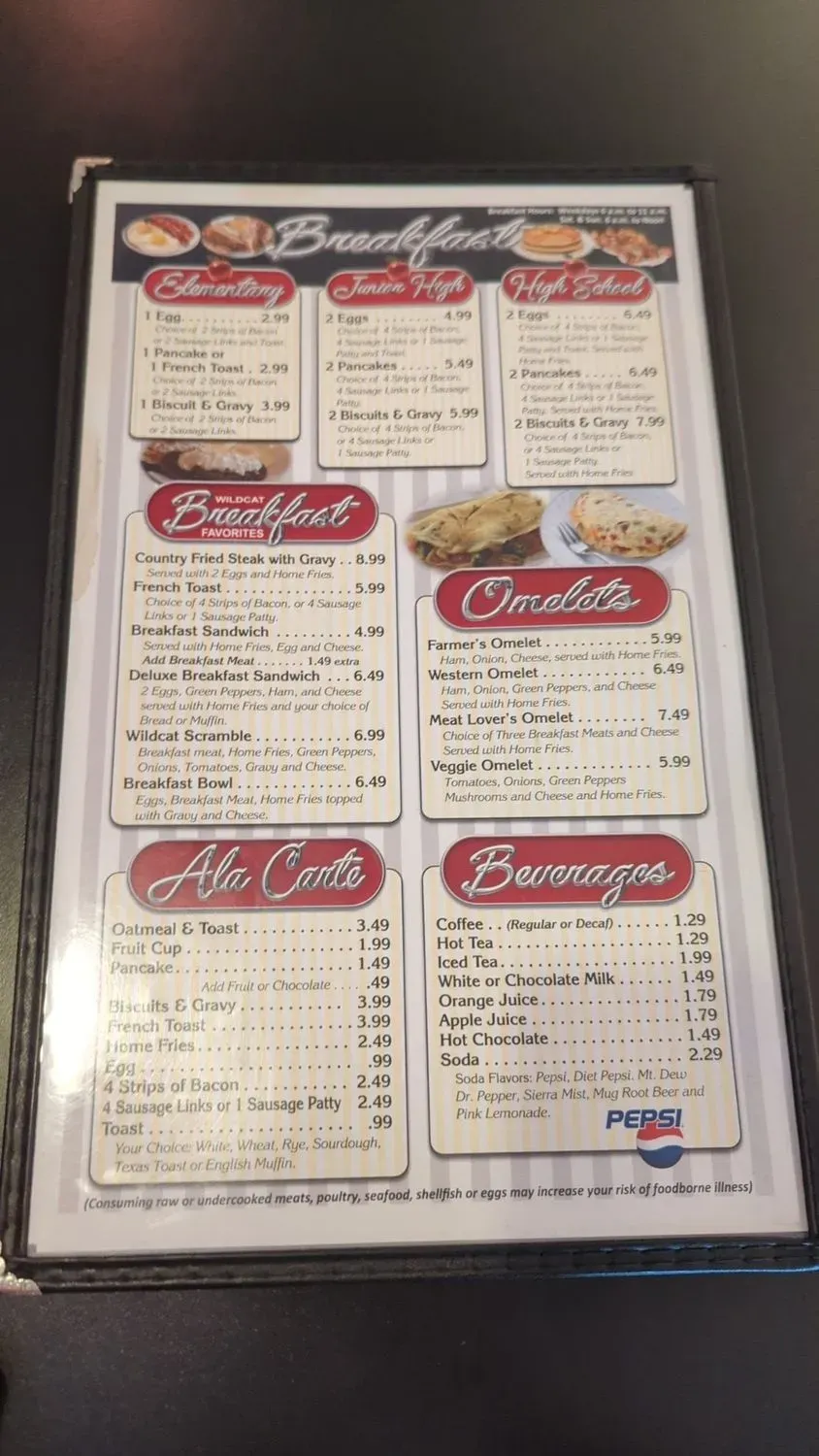 Wildcat Cafe Menu - Updated October 2025
