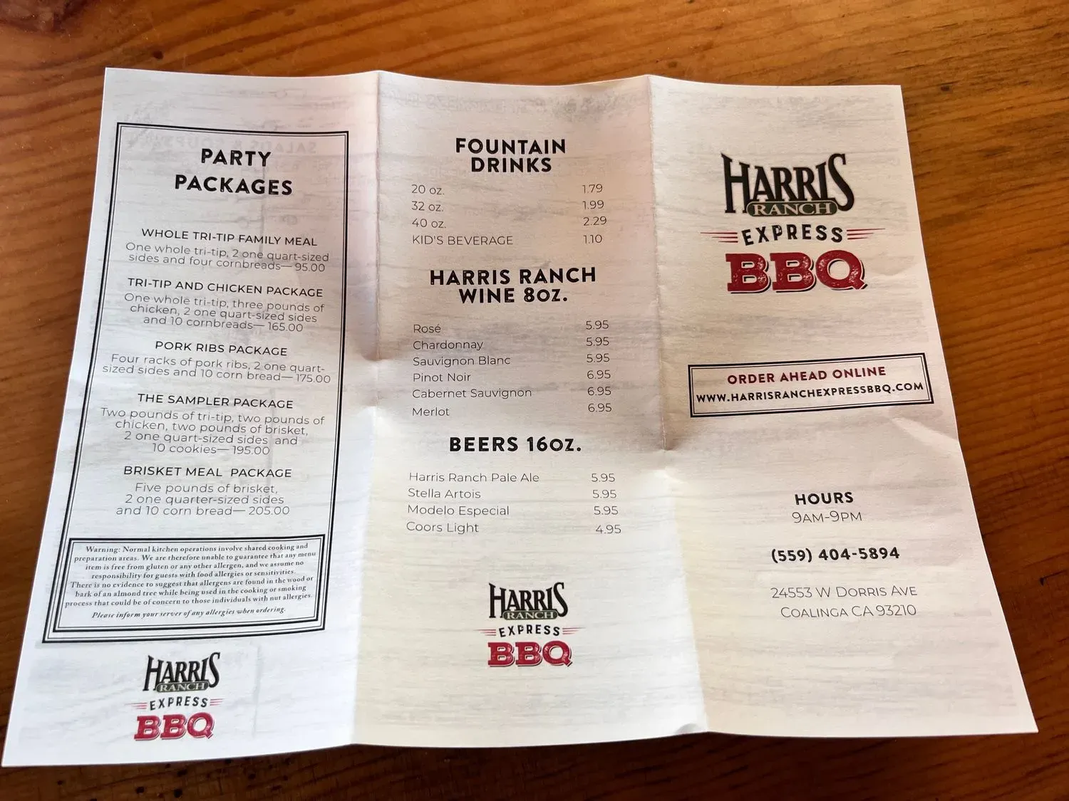 Harris BBQ Coalinga Menu - Updated October 2025