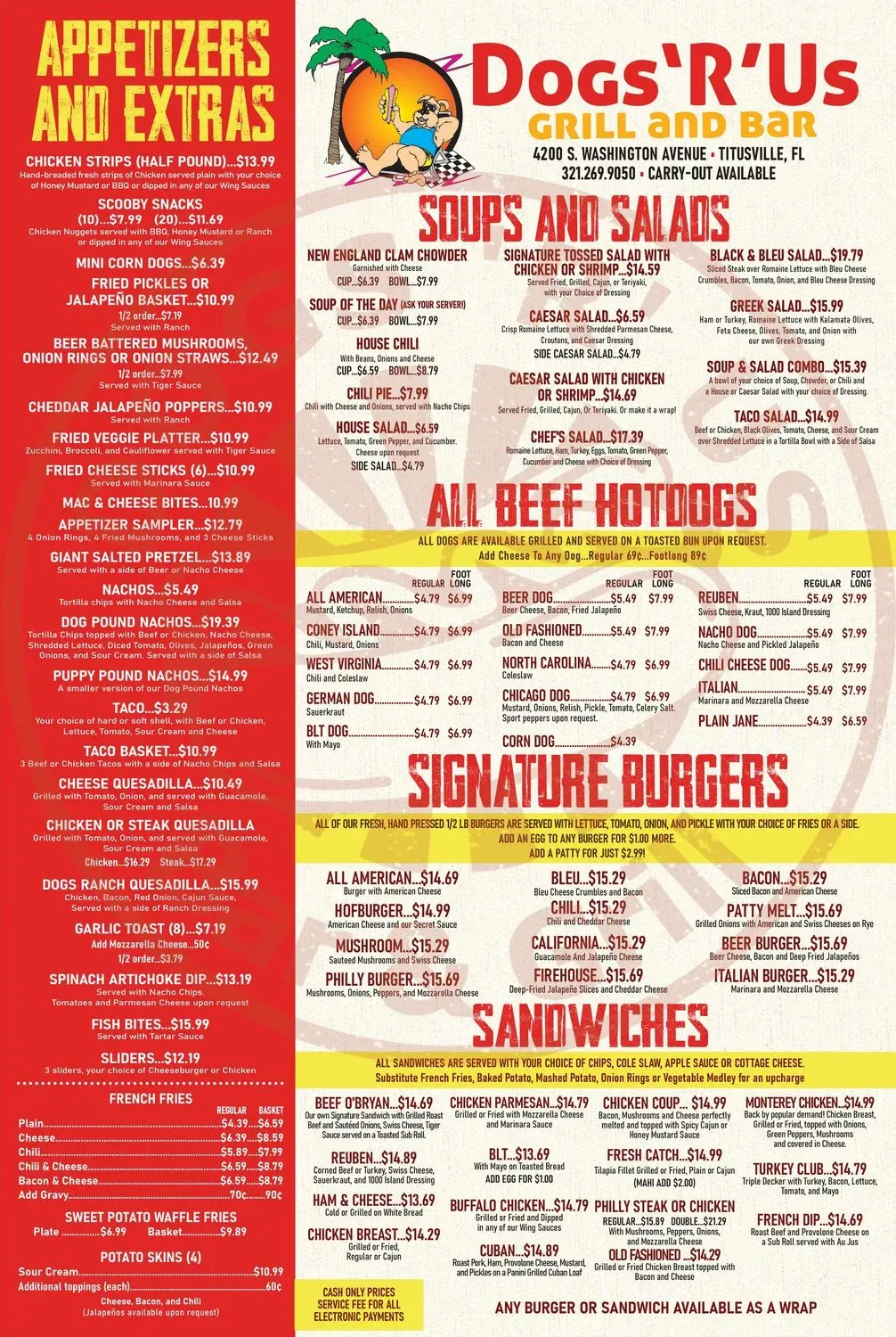 Dogs 'R' Us Menu - Updated October 2025