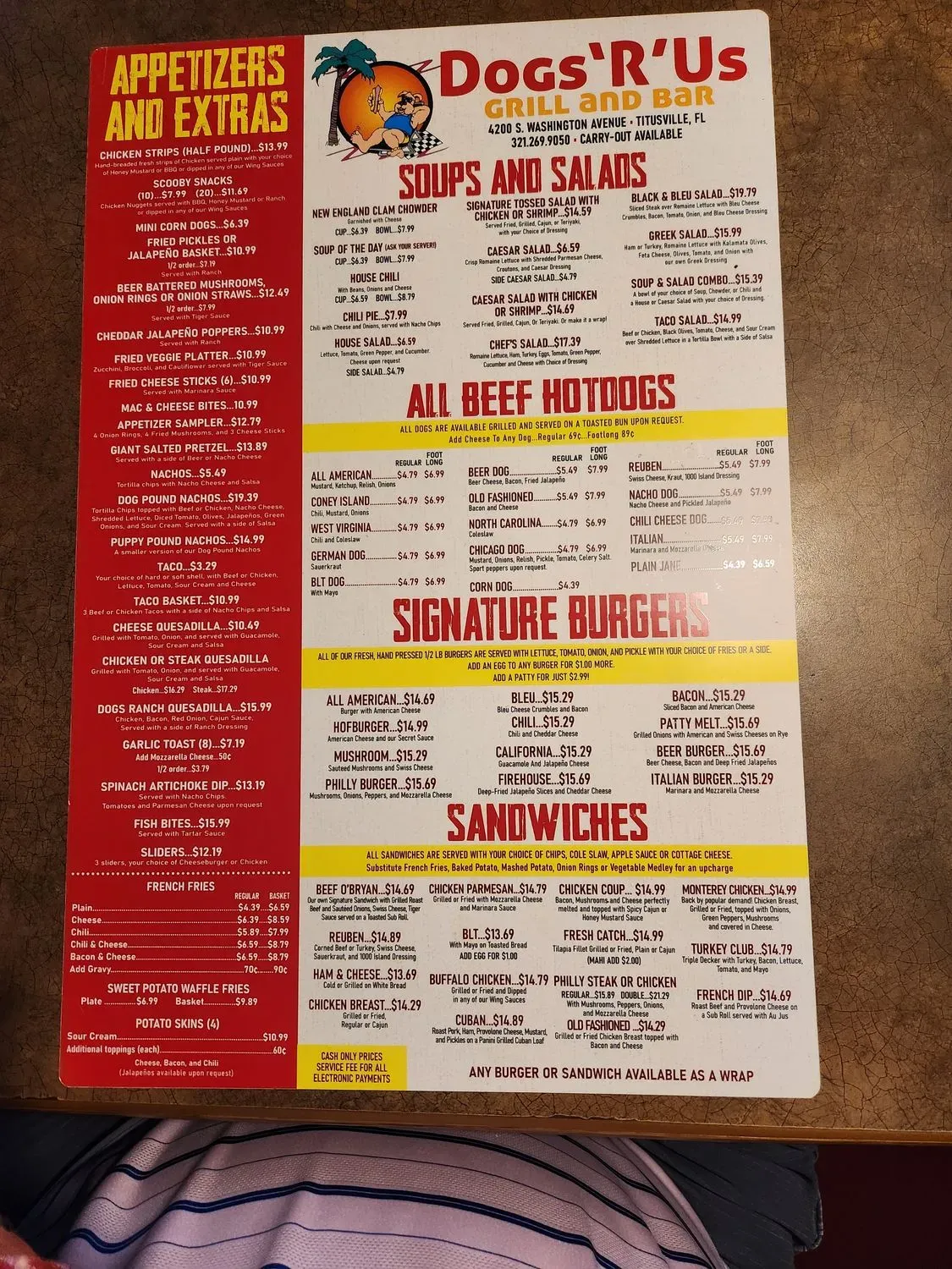 Dogs 'R' Us Menu - Updated October 2025