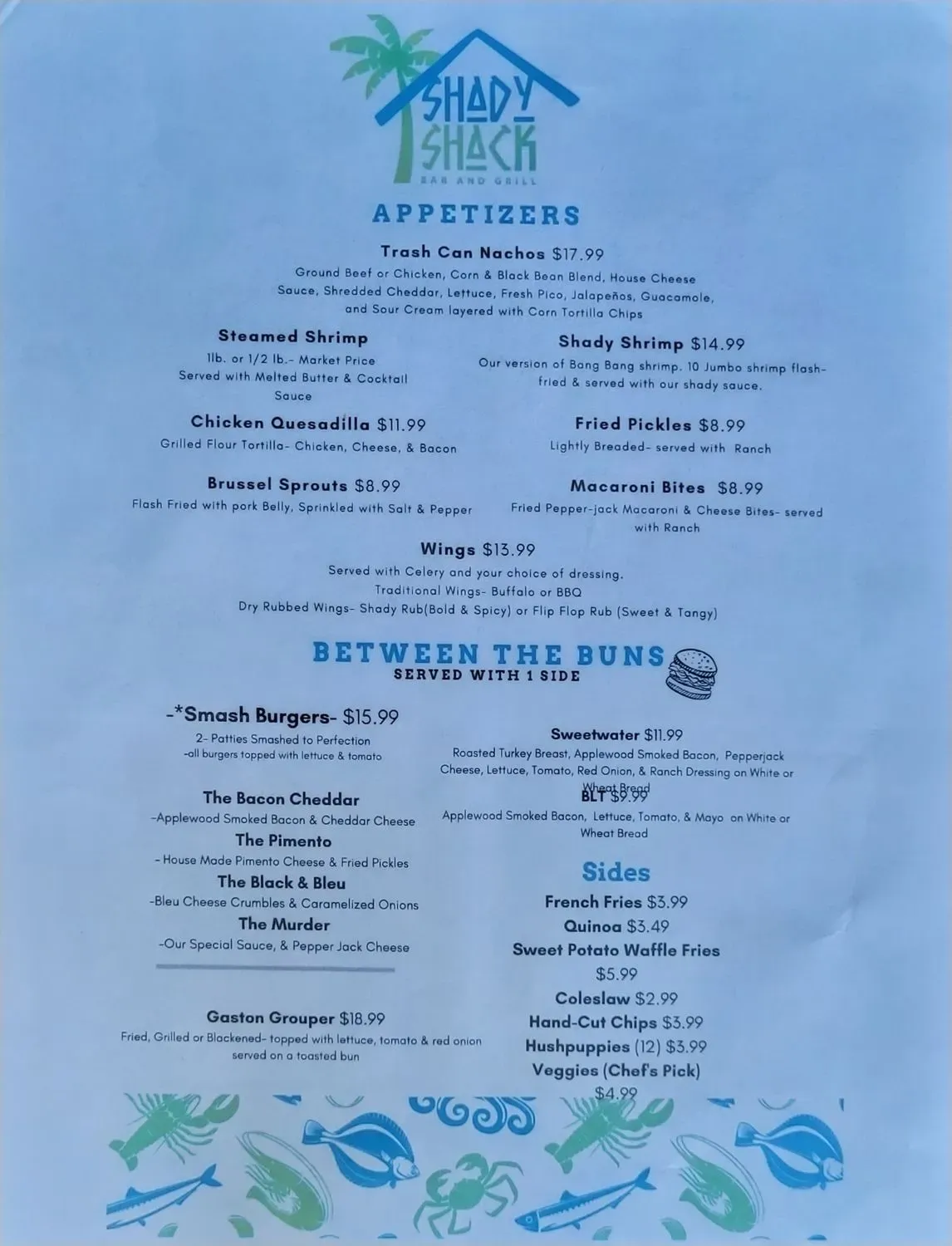Shady Shack Bar And Grill Menu - Updated October 2025