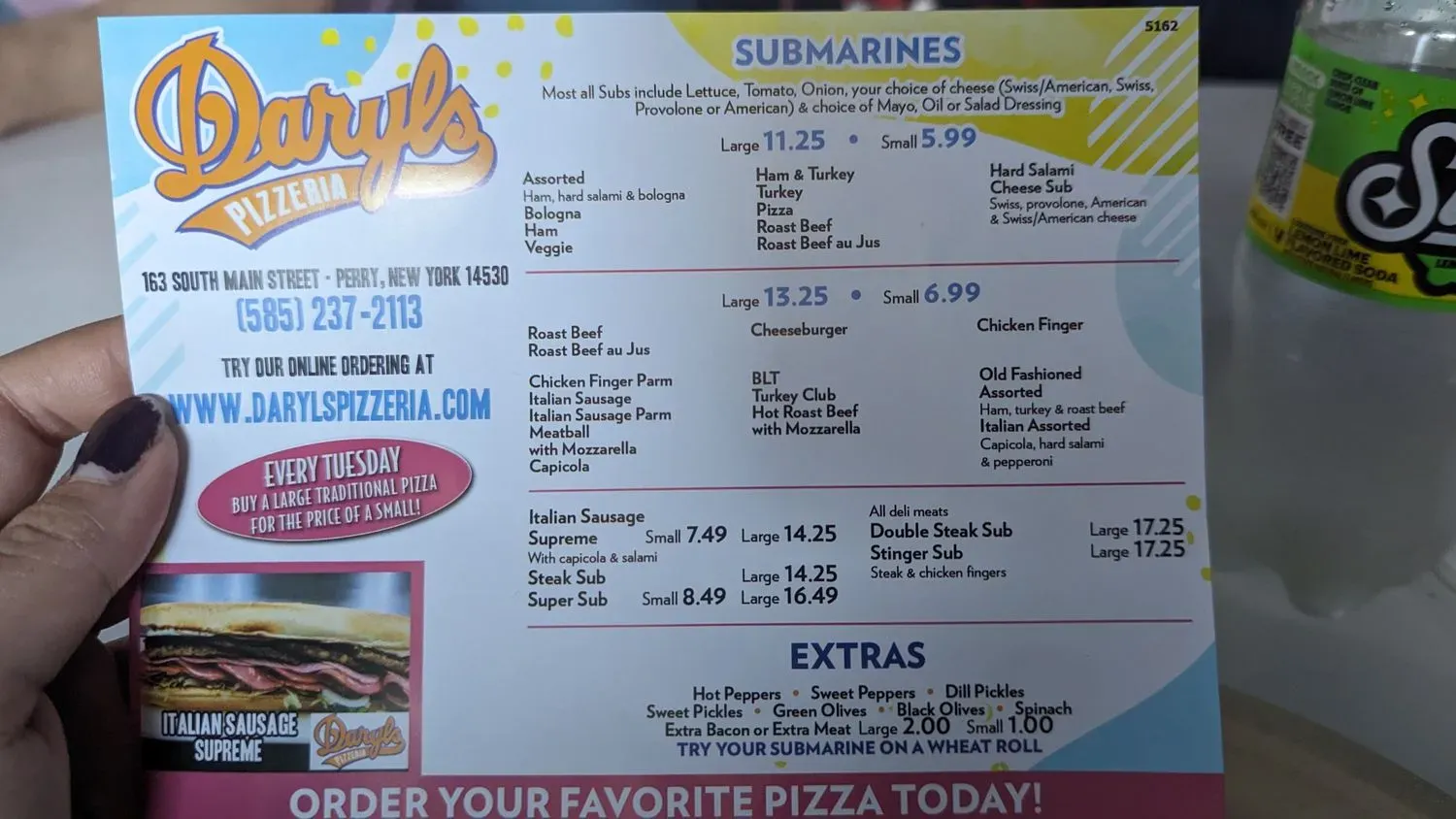 Daryl's Pizzeria Menu - Updated October 2025