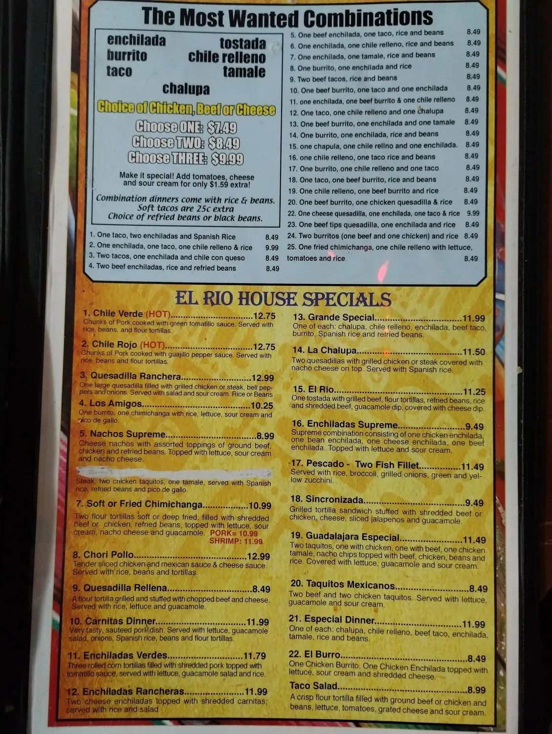 El Rio Mexican Restaurant Menu - Updated October 2025