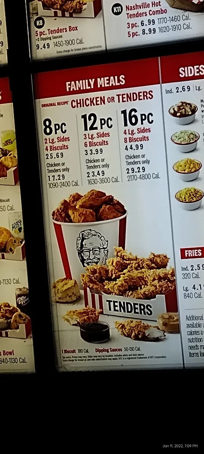 KFC Menu - Updated October 2025