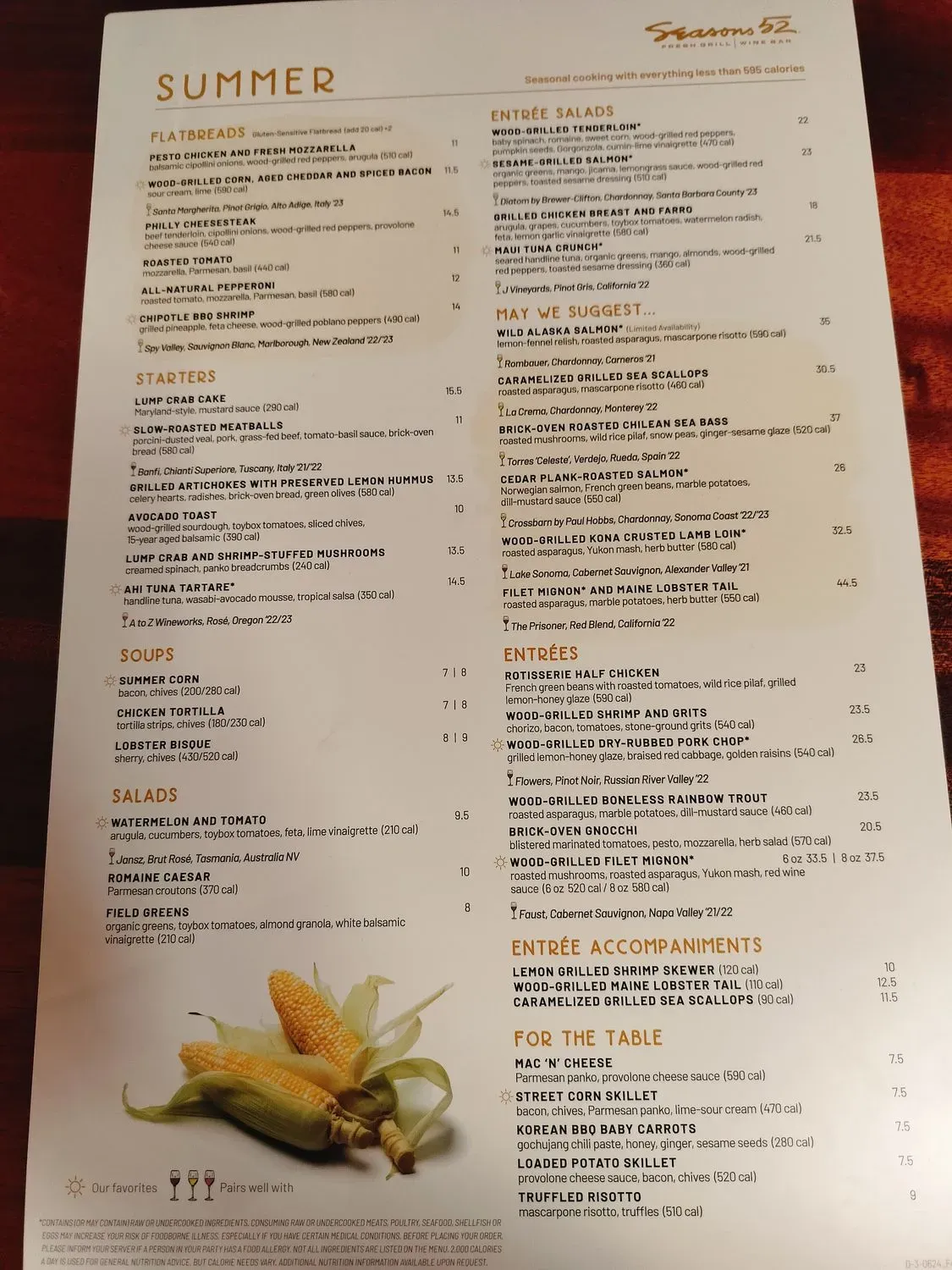 Seasons 52 Menu - Updated October 2025