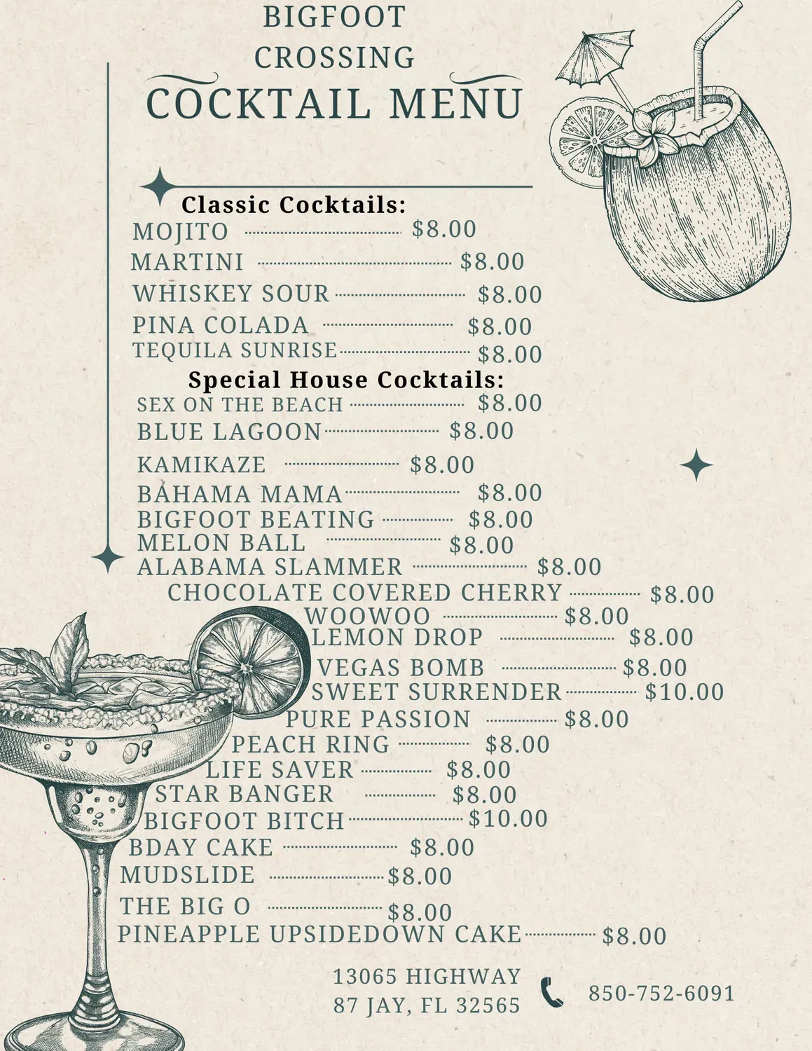 Bigfoot Crossing Campground and Eatery Menu - Updated October 2025