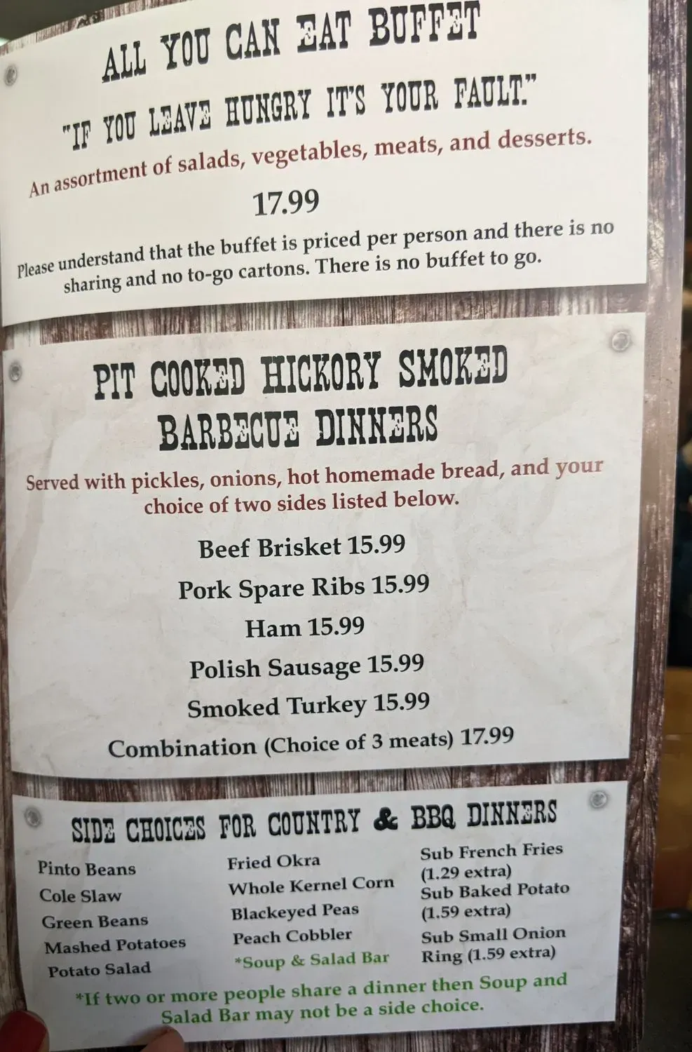 Sam's Original Restaurant Menu - Updated October 2025