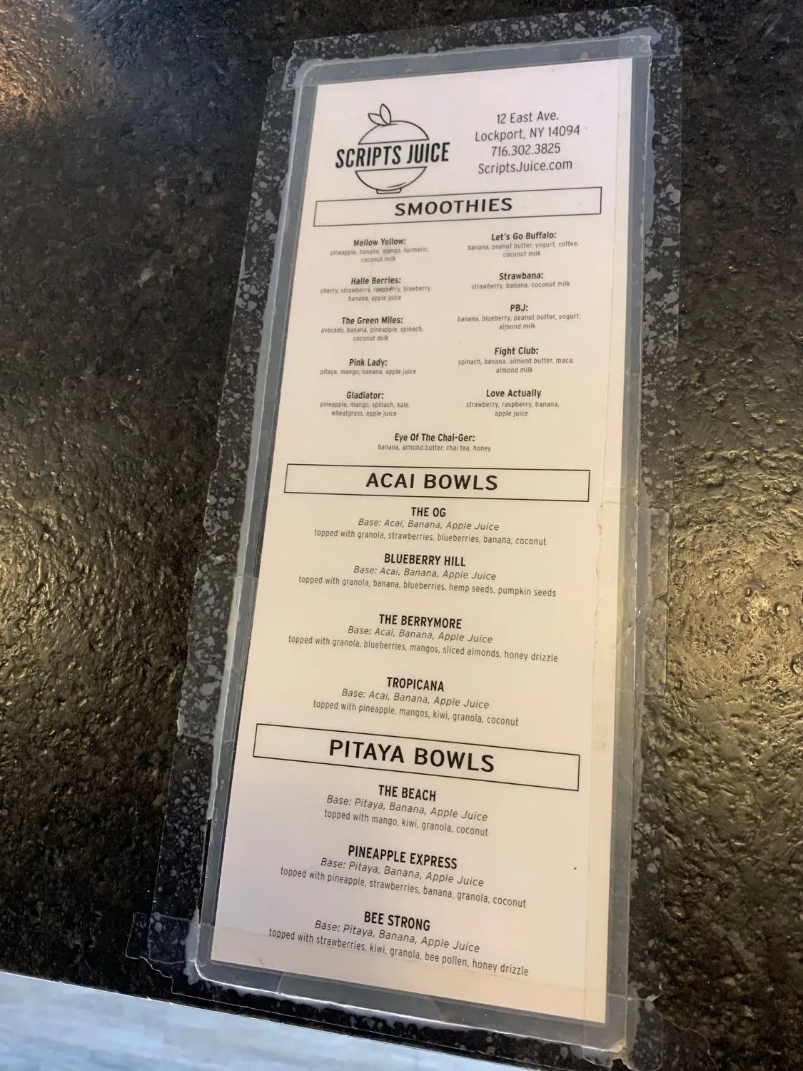 Scripts Cafe Menu - Updated October 2025